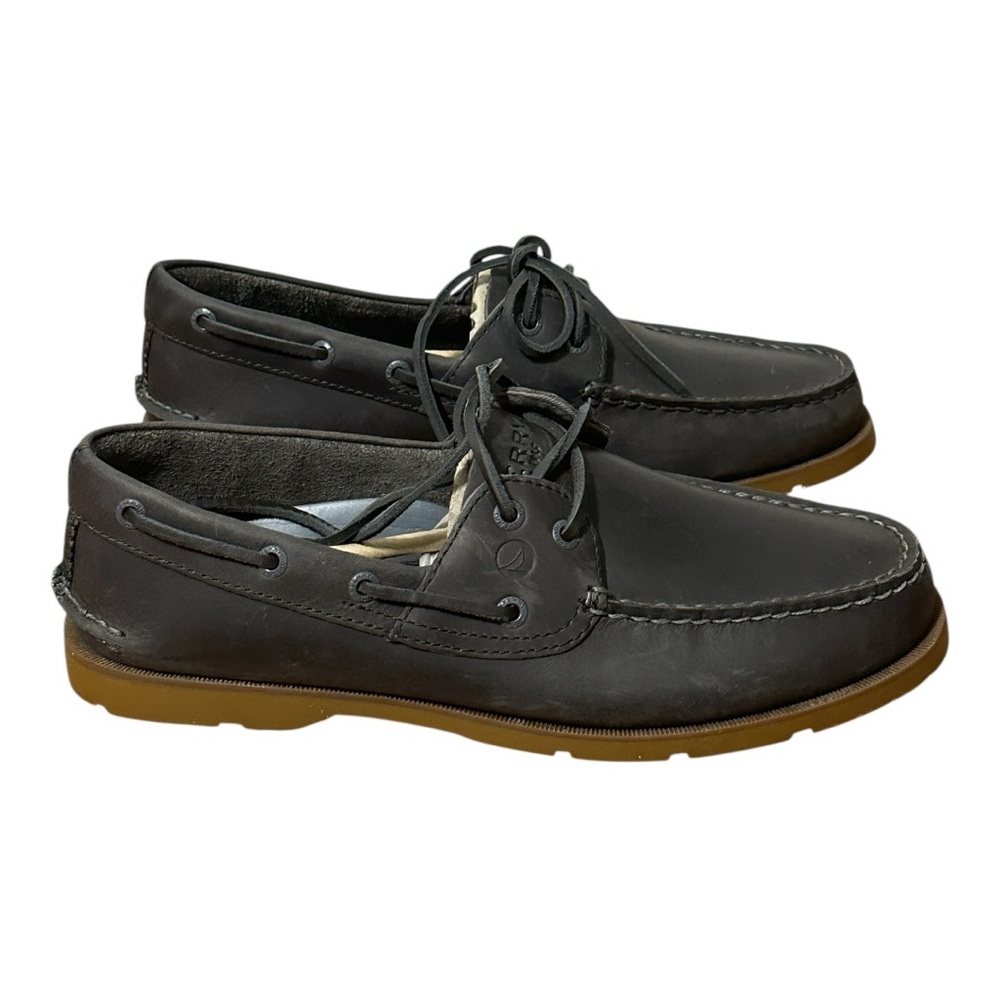 Sperry Mens Brown/Gray Plaid Accent Classic Leather Boat Loafers Shoes NWT